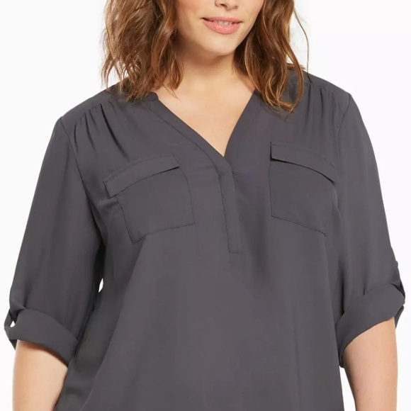 torrid Tops - Torrid Charcoal V-Neck Blouse